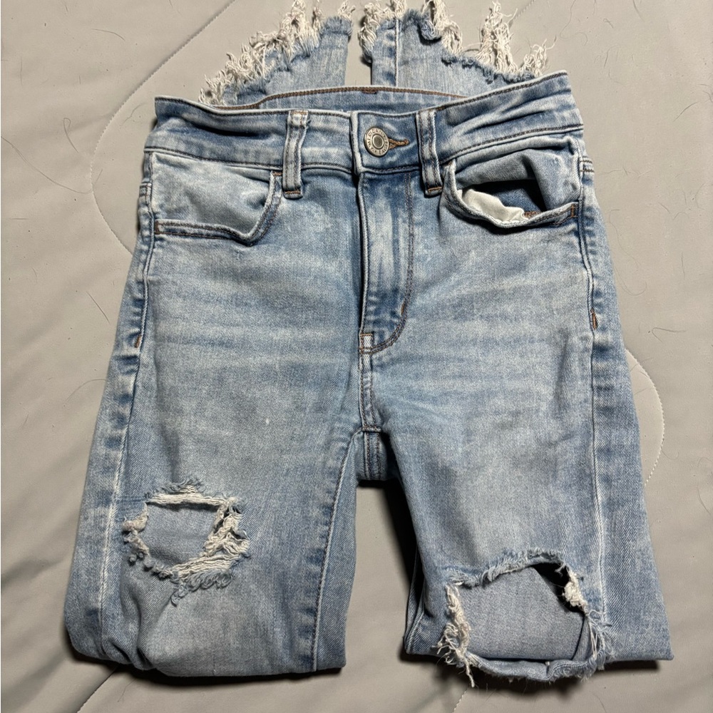 American Eagle Outfitters Ripped Light Blue Women's Jeans 00